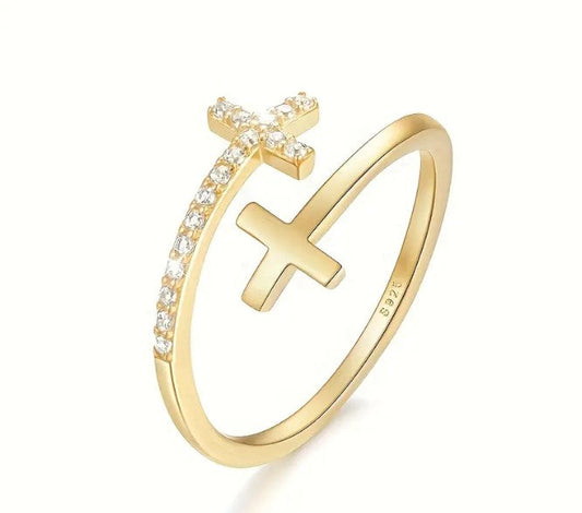 ✝️ Faithfully Joined Cross Ring (Silver & Gold)