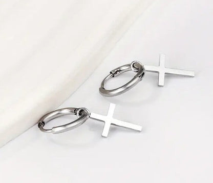✨ Gracefully Anchored Cross Earrings (Silver & Gold)